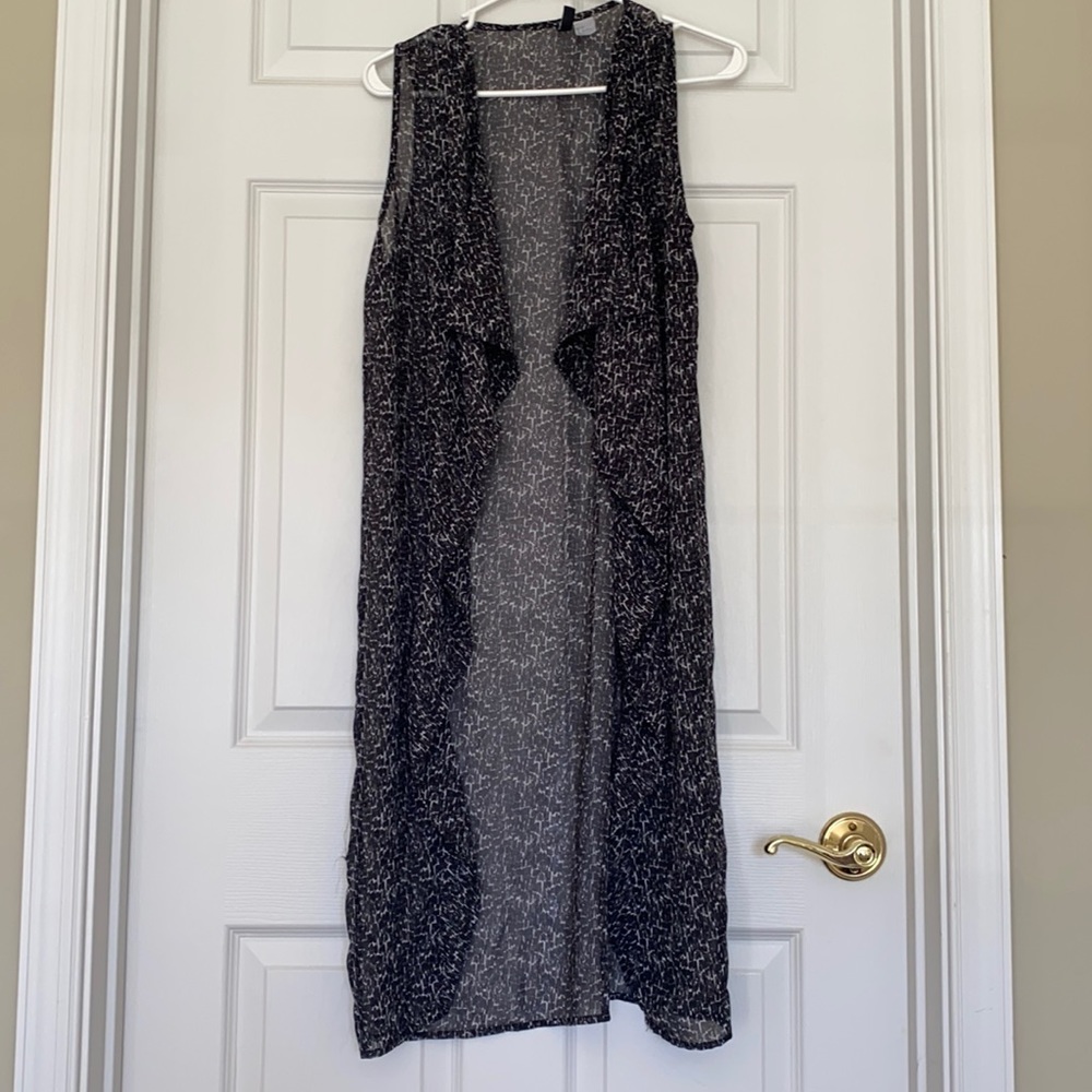 sleeveless sheer vest long